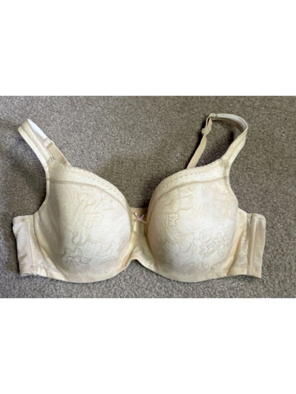 Lane Bryant Cacique 44D Modern Lace Lightly Lined Balconette Bra Nude Beige